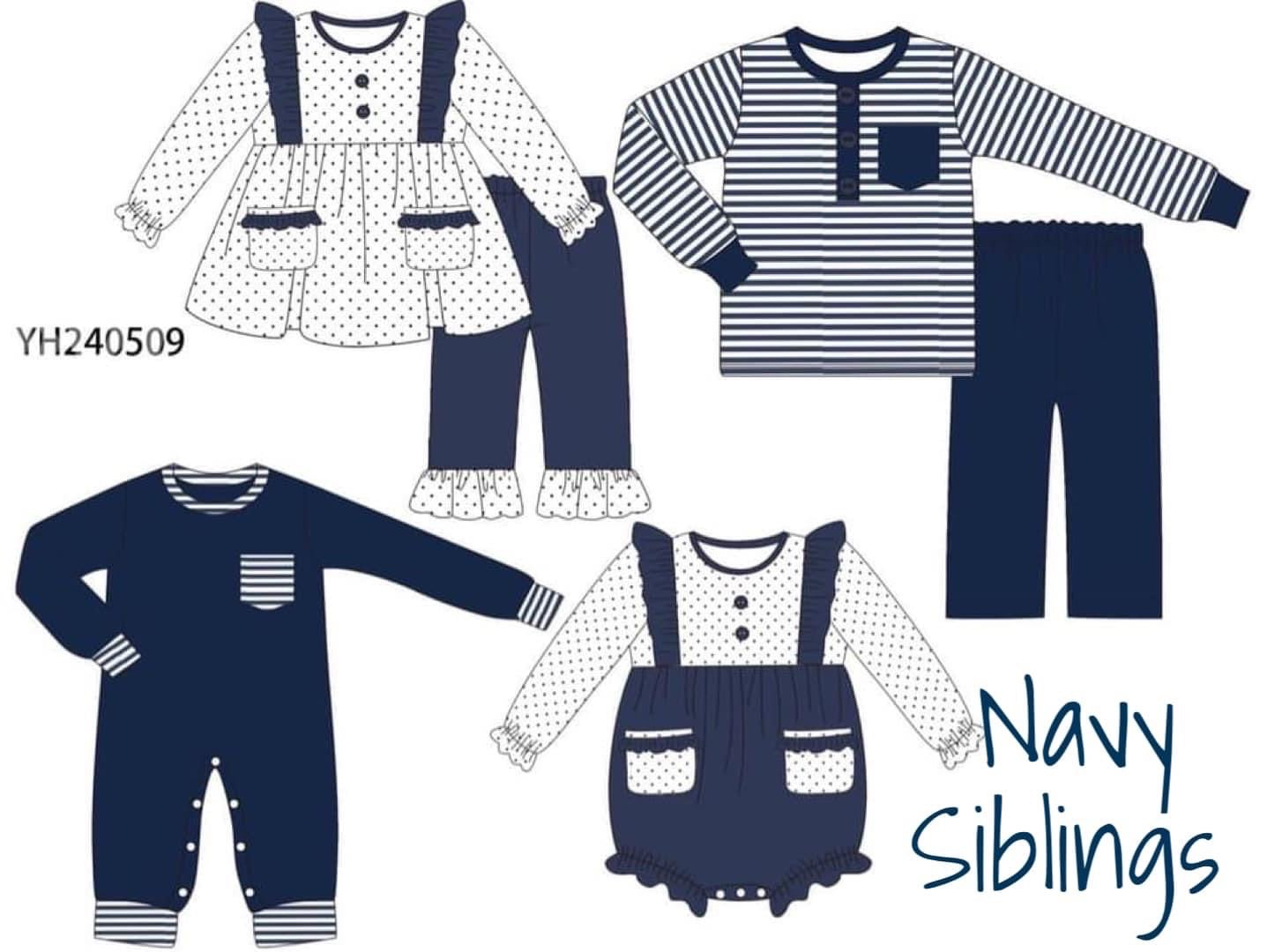 Navy Dot girls set