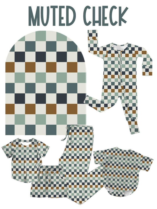 Muted checks bamboo zippy