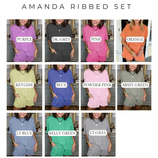 Purple ribbed short set XL