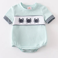 Mint crab embroidered bubble