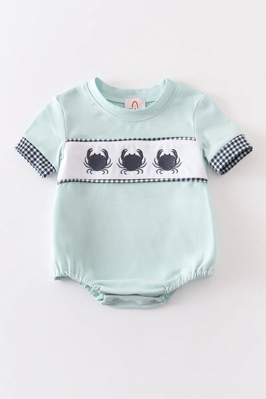 Mint crab embroidered bubble