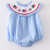 Patriotic flag embroidered Swiss dot bubble