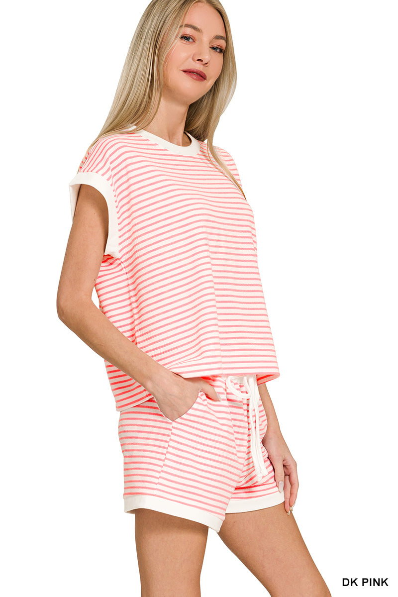 Striped pink  short set