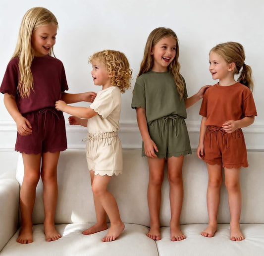 Olive scallop short set 4T