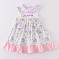 Purple floral embroidered dress