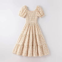 Orange floral smocked mom dress
