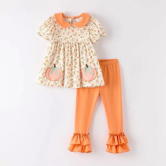 Orange floral pumpkin pant set