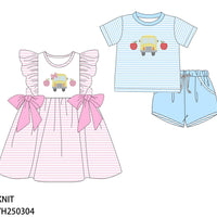 Girls striped bus Apple dress