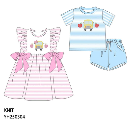 Girls striped bus Apple dress