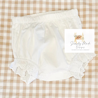 White woven cotton eyelet bloomers