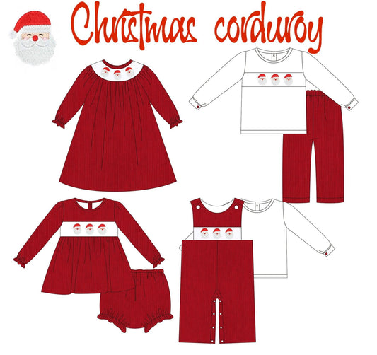 Santa trio corduroy bummie set