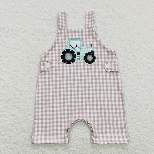 Plaid tractor romper
