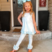 Blue bow back legging set