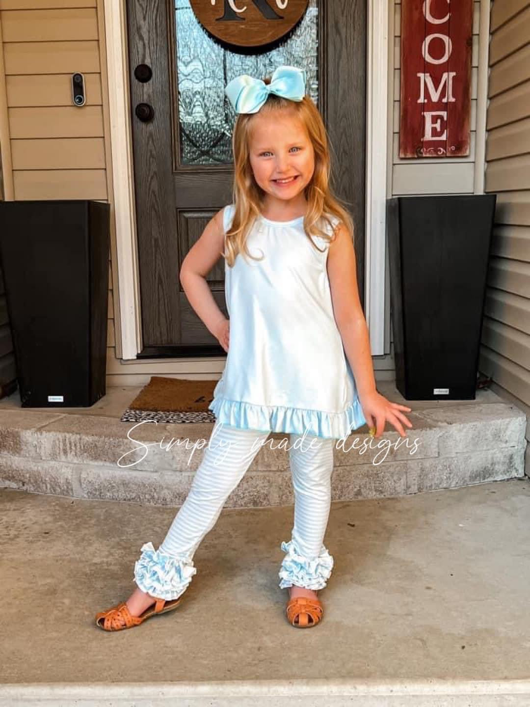 Blue bow back legging set