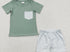 Green plaid boys short set