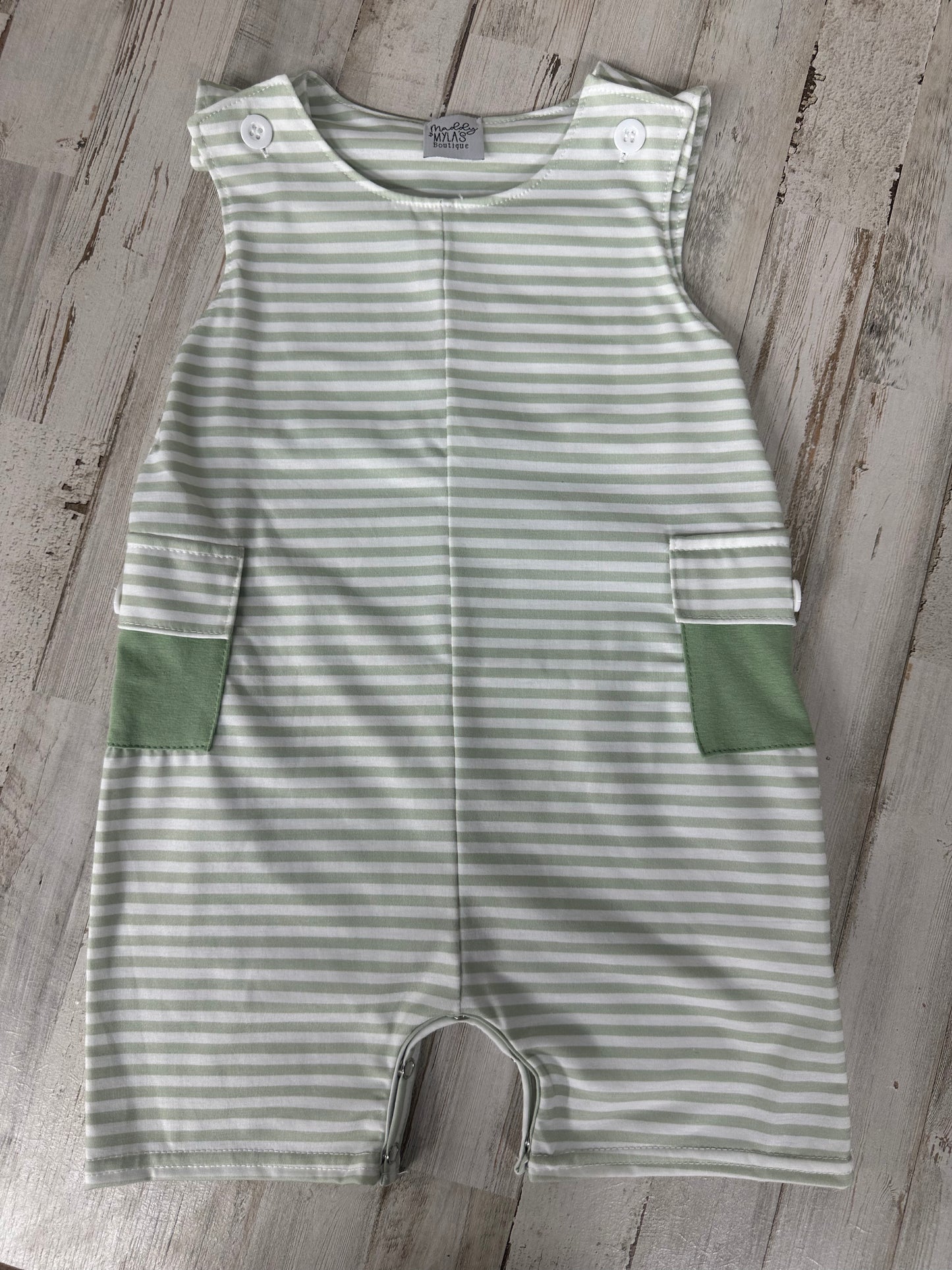 Green striped romper