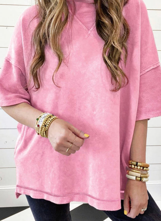 Mineral wash oversized tee- pink