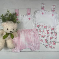 Girls ruffle legged bubble romper