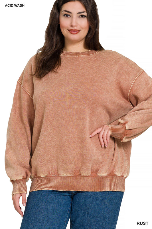 Acid wash pullover plus- rust