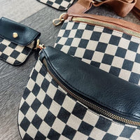 Checkered sling purse