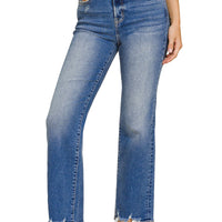 Distressed hem jeans