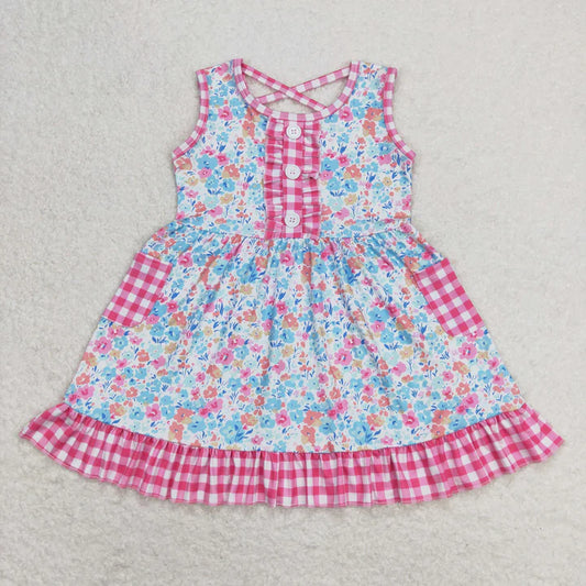 Floral pink gingham dress