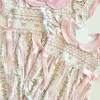 Bow floral smocked dress