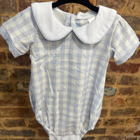 Blue gingham collar bubble- INCLUDES EMBROIDERY