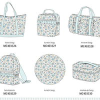 Blue floral full size backpack + lunch box COMBO