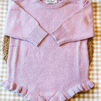 Ruffle knit sweater romper - lavender