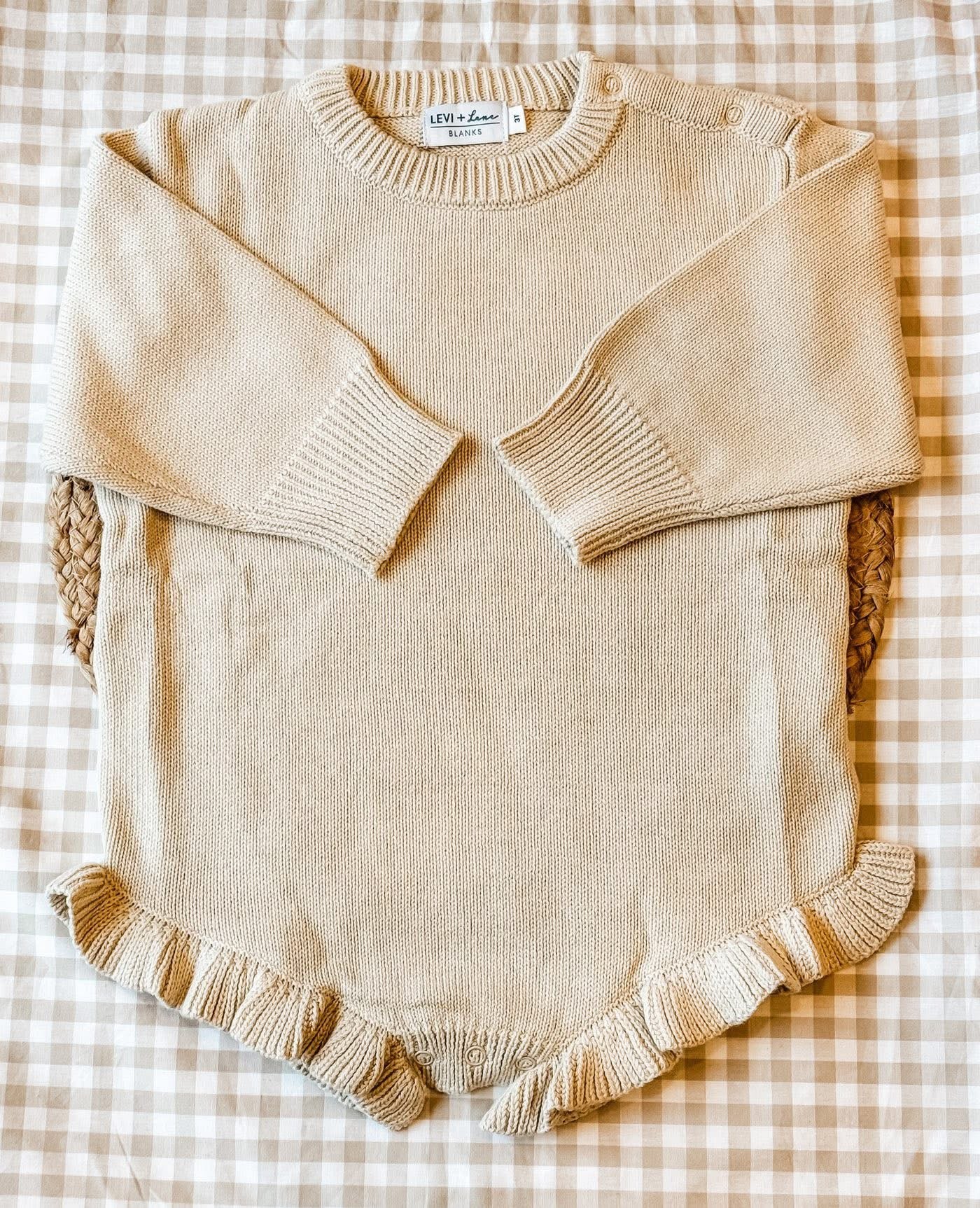 Ivory knit sweater romper