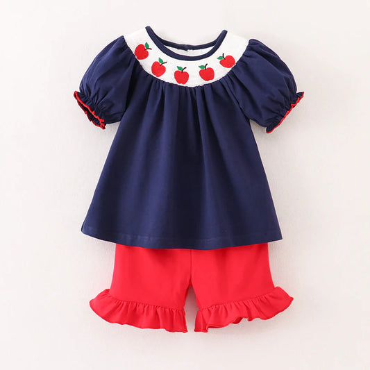 Smocked apple girls set