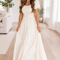 Neutral floral maxi dress