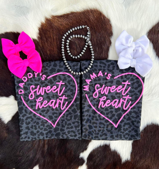 Daddy’s sweet heart leopard tee
