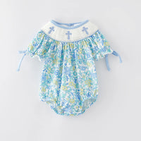 Cross smocked bubble