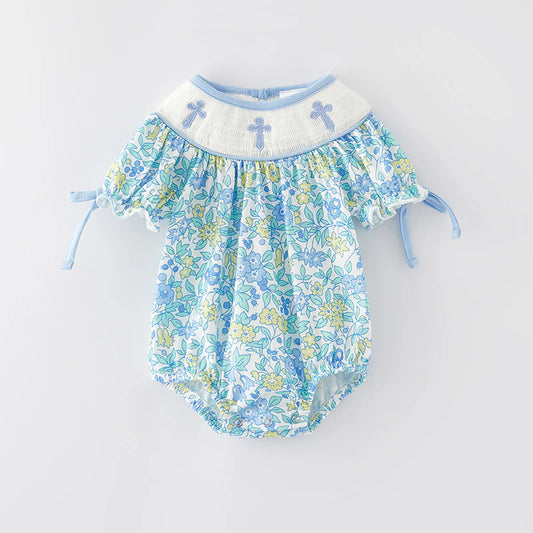 Cross smocked bubble