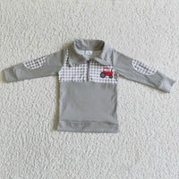 Tractor plaid pullover