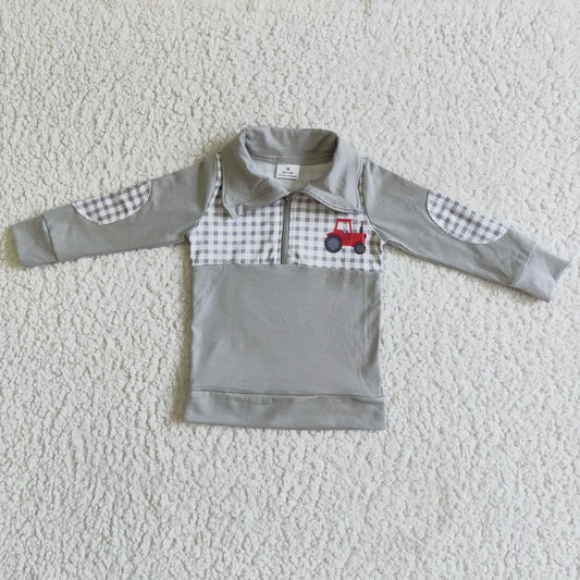 Tractor plaid pullover