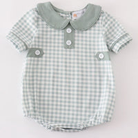Sage gingham boys bubble