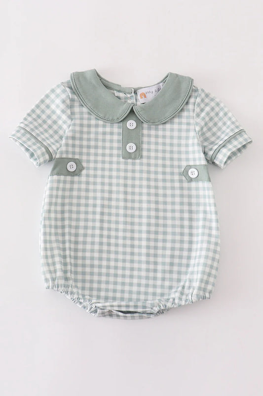 Sage gingham boys bubble
