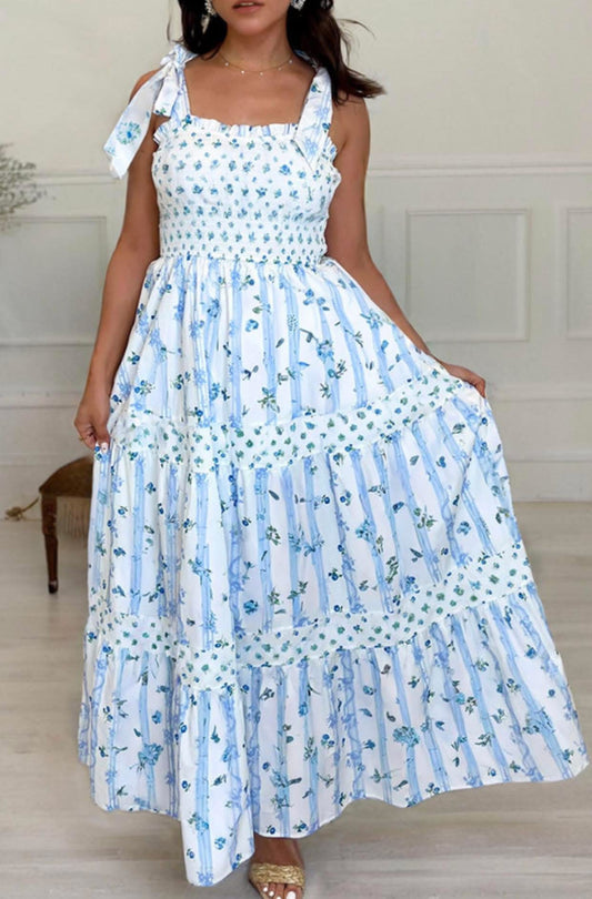 Blue floral maxi dress