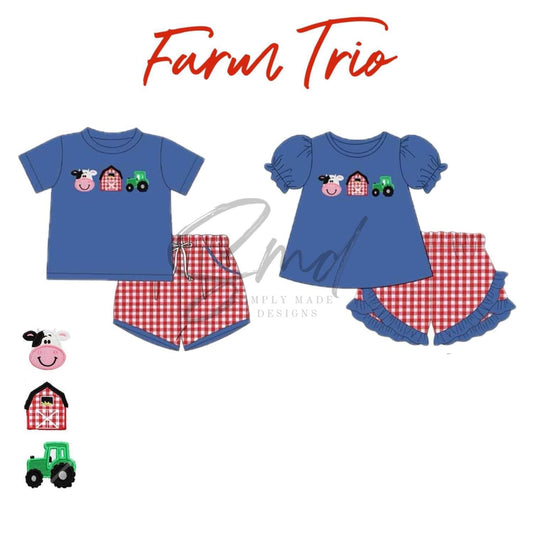 Farm trio boys short set