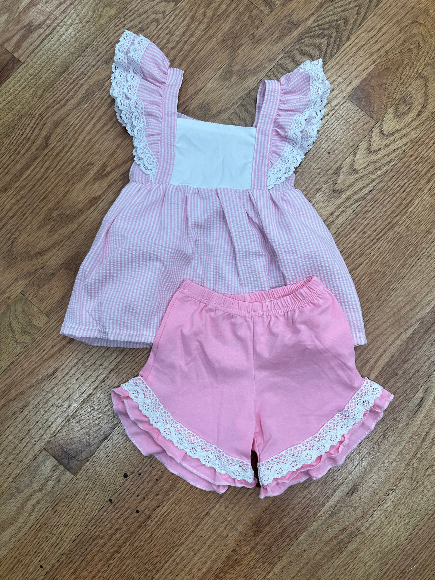 Pink seersucker girls set 2T