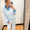 Blue stripe pant set