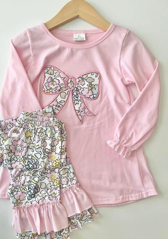 Bow floral pant set - 2T