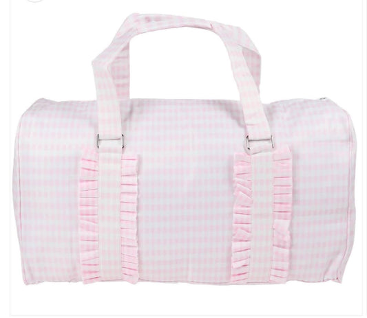 Pink ruffle duffle bag