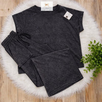 Black wash pant set