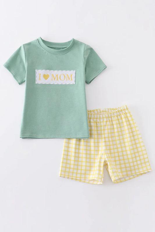 I heart mom sage boys set