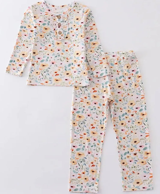Mustard Floral Bamboo Set
