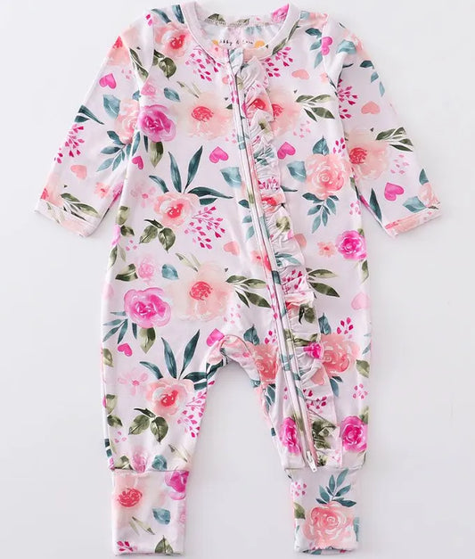 Pink floral bamboo zippy
